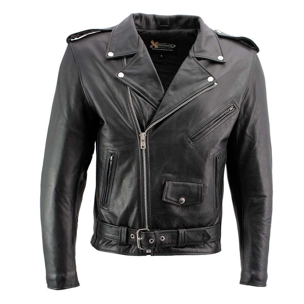 Xelement Top Grade Leather Motorcycle Biker Classic Jacket Black Men’s Size M